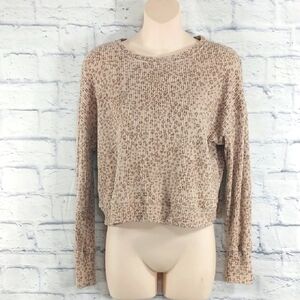 🎟️BOGO FREE🎟️ Hippie Rose Top Cropped Textured Tan Drop Shoulders Sz XS